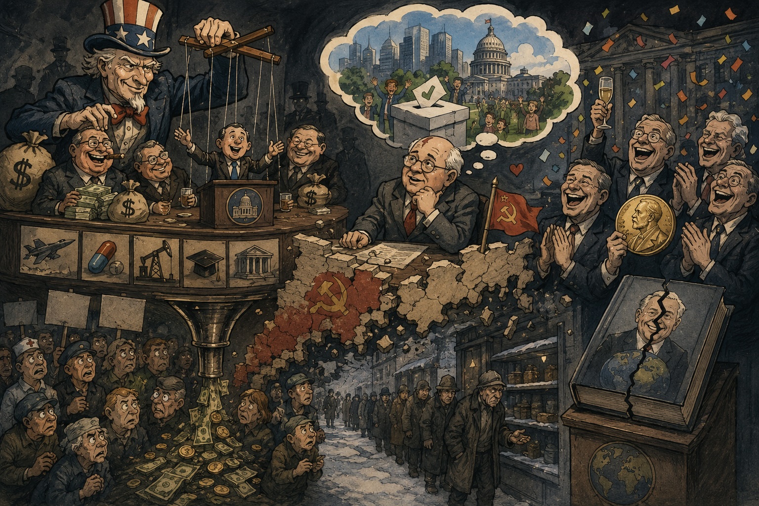 成功忽悠戈尔巴乔夫的西方民主,关起门来不过是一场资本分赃